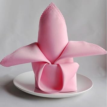 Liuyu Kitchen Home Hotel Restaurant Dedicated Pliage Fleurs Bouche Nappe Serviette Le Tissu Solid Color Jacquard 50 50cm Couleur Rose Taille 20 Pcs Set Amazon Fr Cuisine Maison
