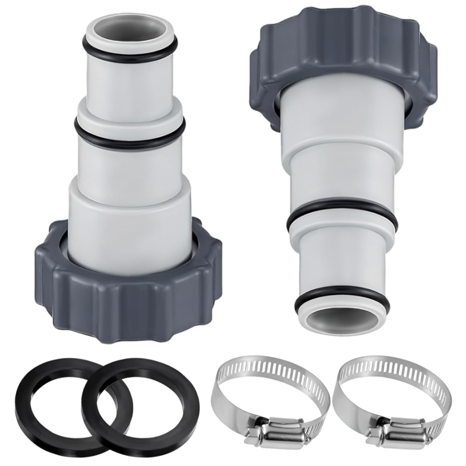 Pool Hose Adapter Kit,Pool Pump Hose Connector for 1.25" to 1.5" Hoses with Clamp Washer for Intex Threaded Filter Pump Saltwater Systems for Aboves