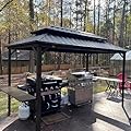 PURPLE LEAF 6.5' X 10' Hardtop Grill Gazebo for Patio Permanent Metal Roof with 2 Side Shelves Deck Yard Tent Aluminum Garden Outside Sun Shade Outdoor BBQ Canopy