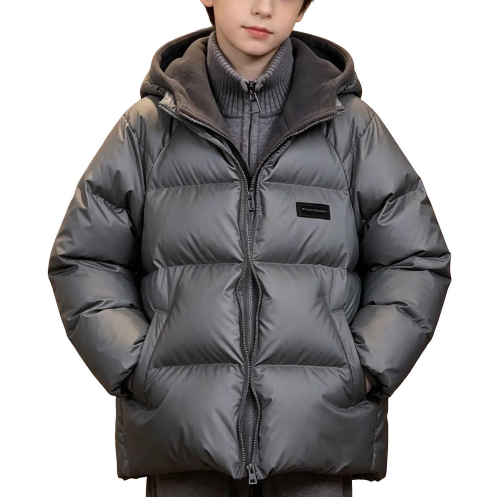 Kinder Winterjacke Jungen mit Kapuze Warm Gefüttert Wasserabweisend