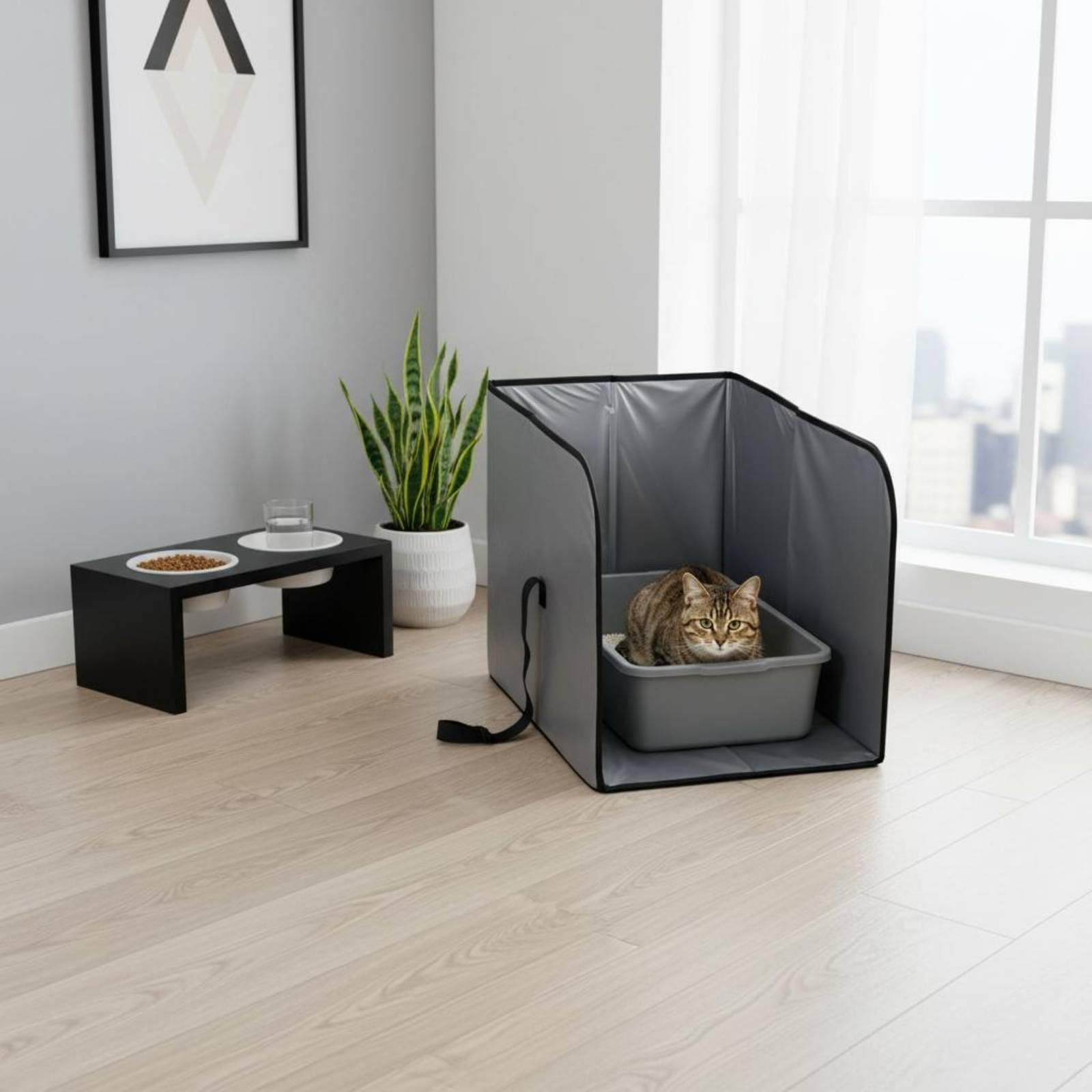 Barriera Lettiera Pieghevole Facile da Pulire Barriera Impermeabile Lettiera Resistente Schermo Liquidi per Animali Domestici per Casa, Interno