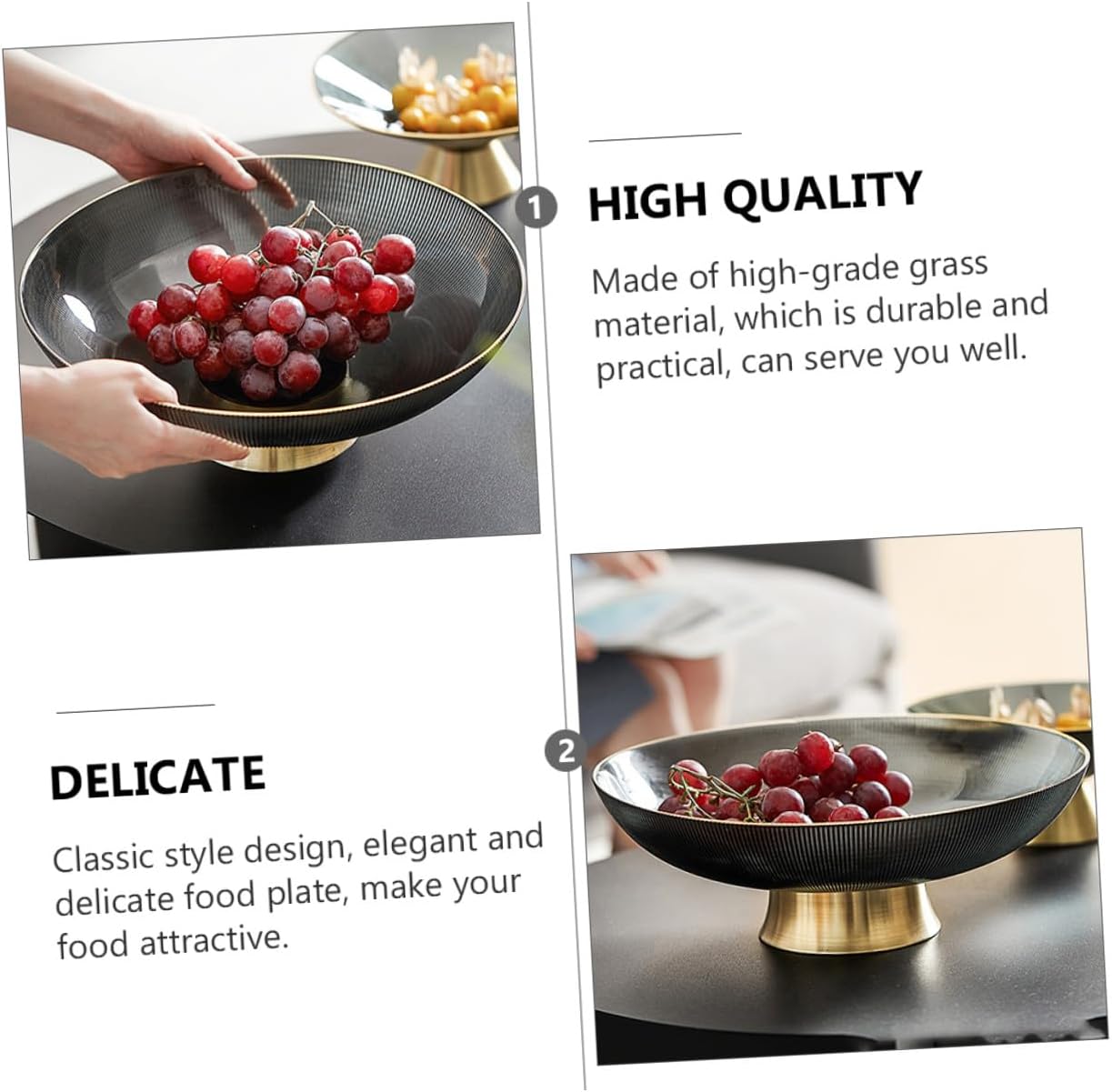 Tall Glass Pedestal Fruit Bowl for Kitchen Counter, 10.5-inch Snack Plate with Footed Base, Household Dining Table Fruit Tray for Living Room and Coffee Table Decor