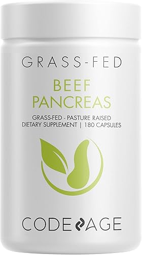 Codeage Suplemento de páncreas de carne alimentada con pasto glandulares Liofilizada, no desgrasada desecada píldoras de páncreas Enzimas
