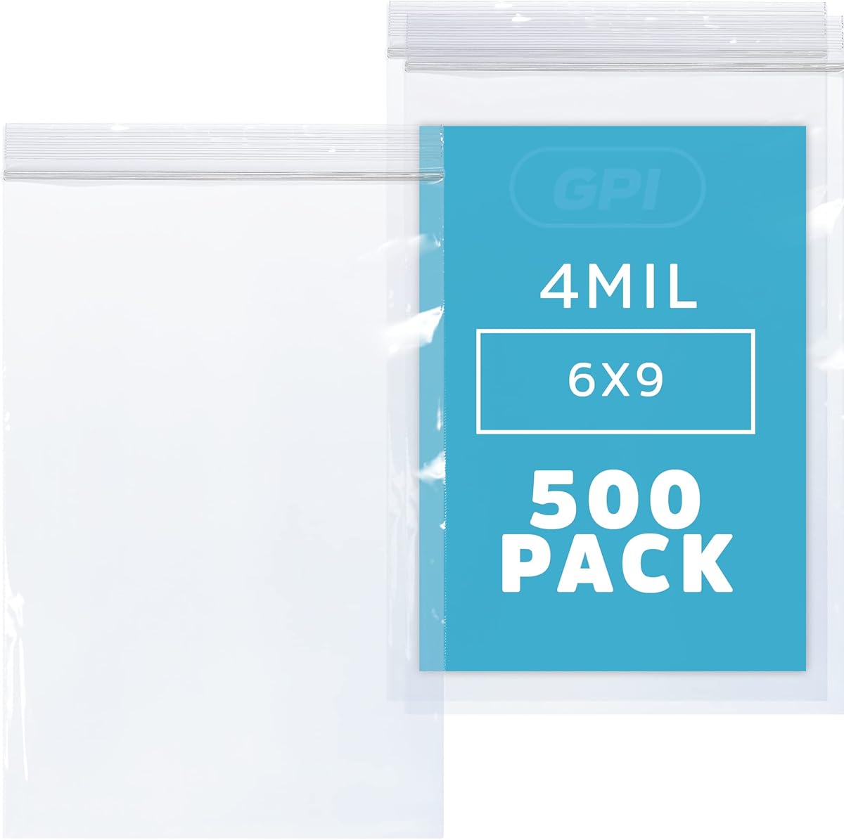 6" x 9" Heavy-Duty Zip Bags - 100 Count - Clear Plastic Reclosable Zipper Baggies, 4 Mil Thick Freezer Storage Poly Bags with Resealable Zip Top Lock for Packaging Food, Tools & Sharp Objects.