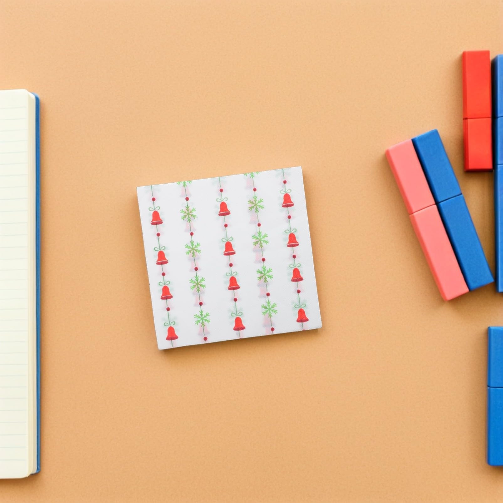120piezas Servilletas Navideñas de Papel Estampado de Campanas Estilo Retro Servilletas de Cena Desechables para Decorar Fiestas de Invierno y Celebraciones
