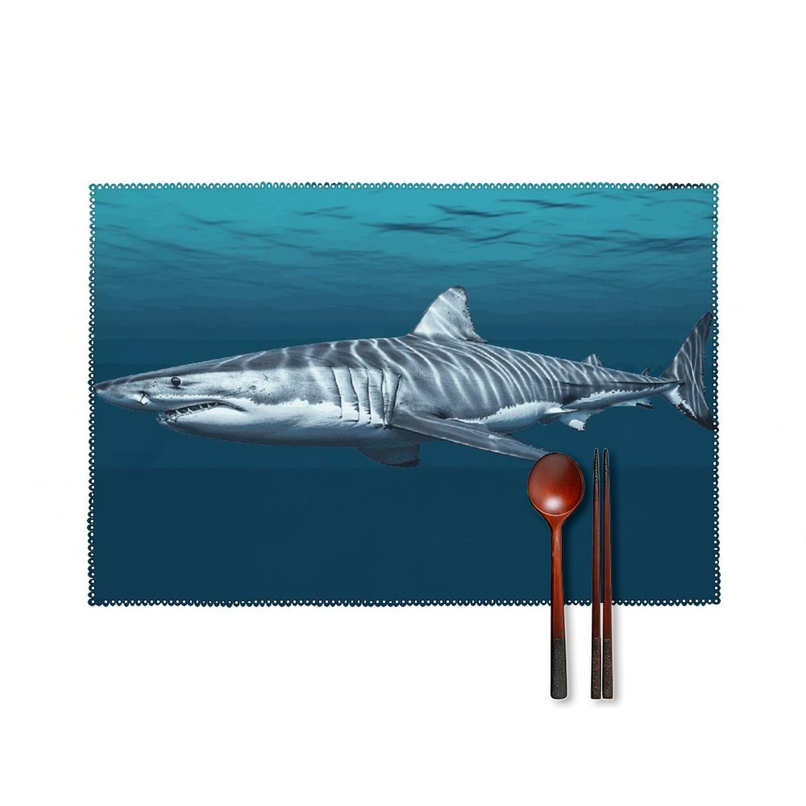 Fekiloot Style Great White Shark Placemats Set Of 6,Table Mat
