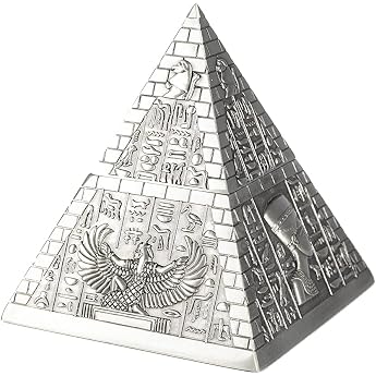 lachineuse - Egyptian Pyramid Box Made of Steel - Secret Hiding Place - 9 x 9 x 10 cm - Decoration Ancient Egypt - Jewellery Box for Silver Keys - Original Pyramid Decoration Gift Idea - Colour Metal
