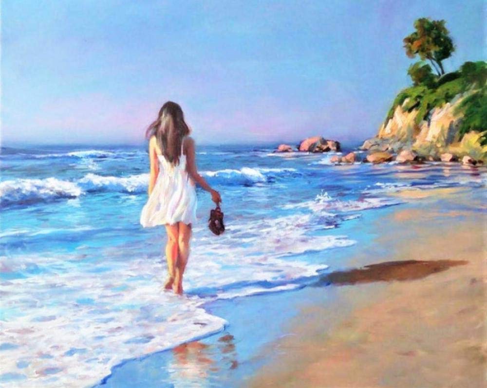 Peinture par numéro plage : créez une décoration évasion de 40x50cm dans votre salon