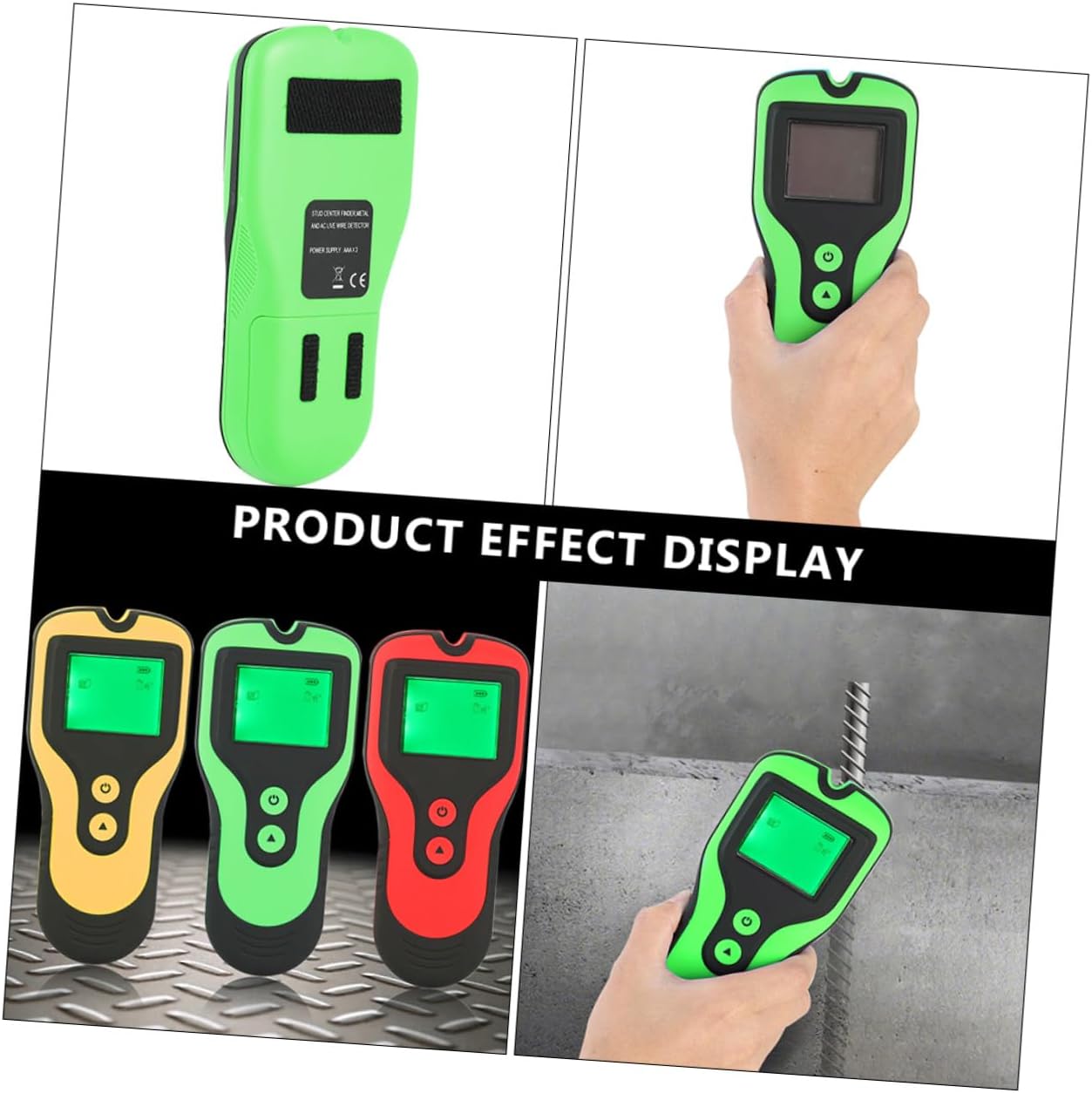 SHINEOFI Wall Detector Finder Metal Wood Scanner Electronic Sensor for Joist and Live Wire Detection, Cordless Green Plastic Wall Scanner for Home Improvement