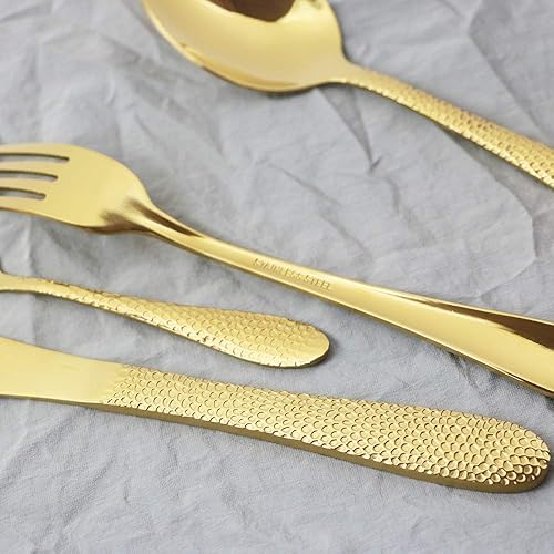 Miniatura 3 de Gugrida Juego de cubiertos de acero inoxidable de 20 piezas, vajilla de servicio para 4, utensilios para cocina, color plateado brillante