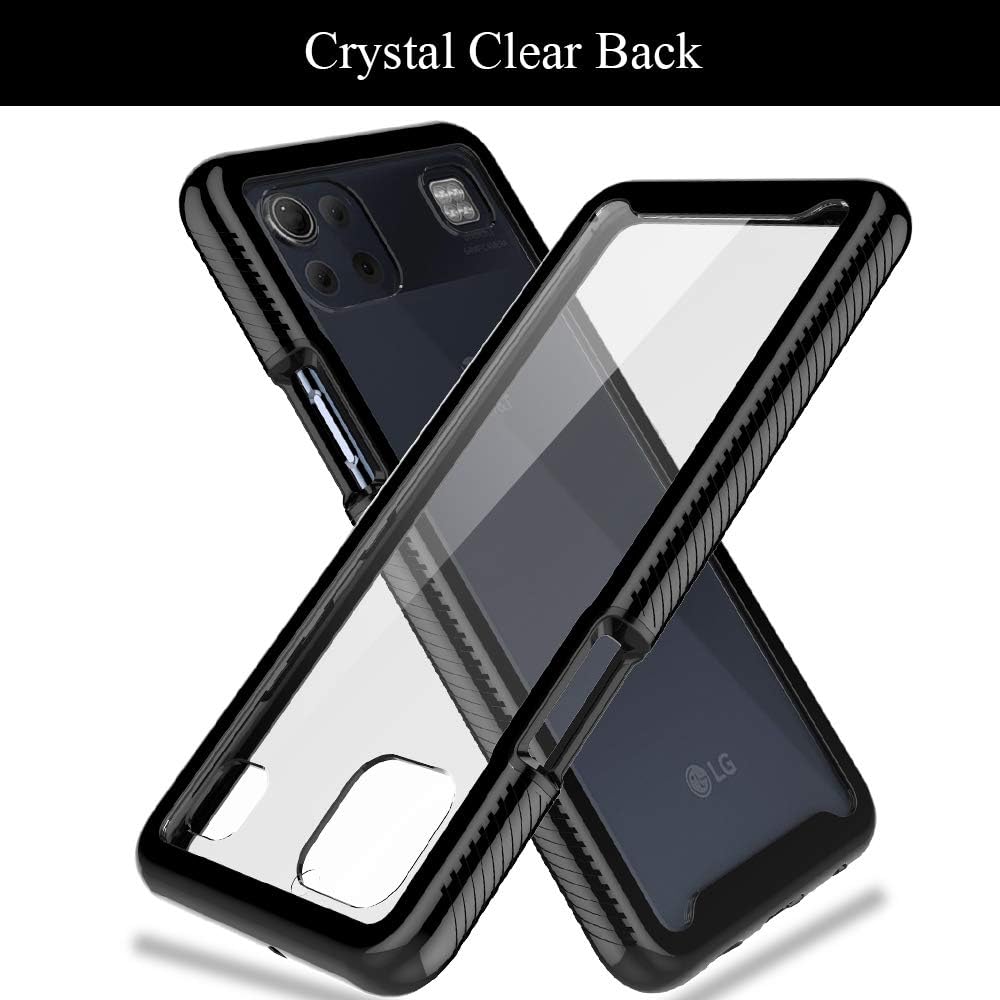 HATOSHI LG K92 Case, LG K92 5G Case with Built in Screen Protector, Military Grade Heavy Duty Protection, Crystal Clear Back, Full-Body Rugged Shockproof Phone Cover, Black