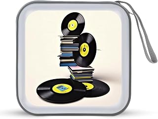 Vinyl Records And Tapes CD Case Binder for Travel Car DVD Storage Box with Handles Fashion DVD Storage Case Cover CD Storage Binder for Movie Music Audio Disks 40 Disc Units