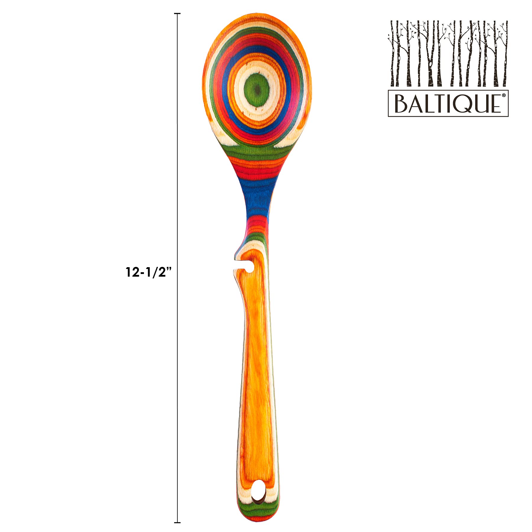 Baltique Marrakesh Collection - Cuchara de cocina de madera de 12-1/2 pulgadas con muesca para descanso, segura para usar en antiadherente