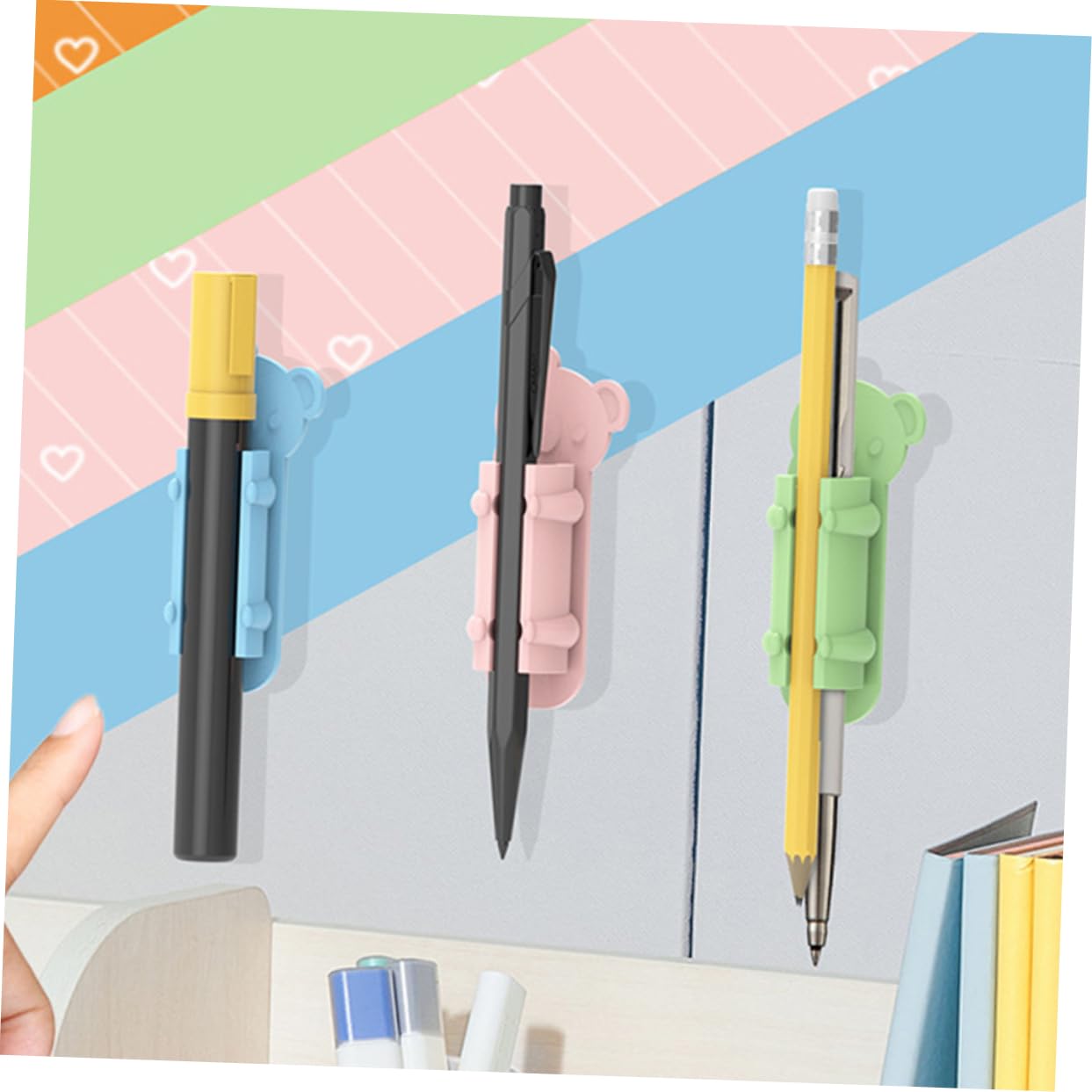 30stücke Teiliges Stifthalter Clips Blau Und Grün Selbstklebende Pen Holder Für Schreibtisch Und Kühlschrank Einsetzbar Rutschfest Und Einfach Anzubringen