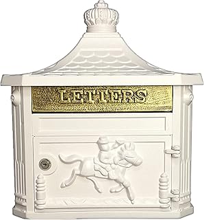 QLLL Vintage Wall Mounted Mailbox, Security Postal Box with Horse Statue, Victorian Surface Mounted Mail Box, Cast Aluminum