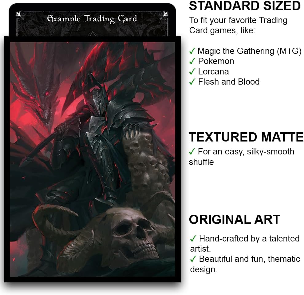Fantasy North - Er'Gon Skol - Dragon Knight (Kaverax) - 100 Textured Matte TCG Card Sleeves - Fits Magic MTG Commander Pokemon and Other Card Games - Playing Card Sleeves
