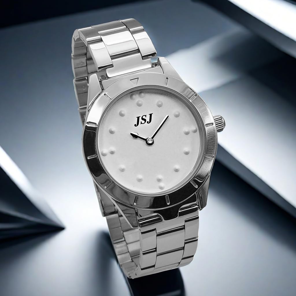 Analoges Quarzwerk Blindenuhr taktile mit Edelstahl Armband für für Sehbehinderte,Blinde oder ältere Menschen