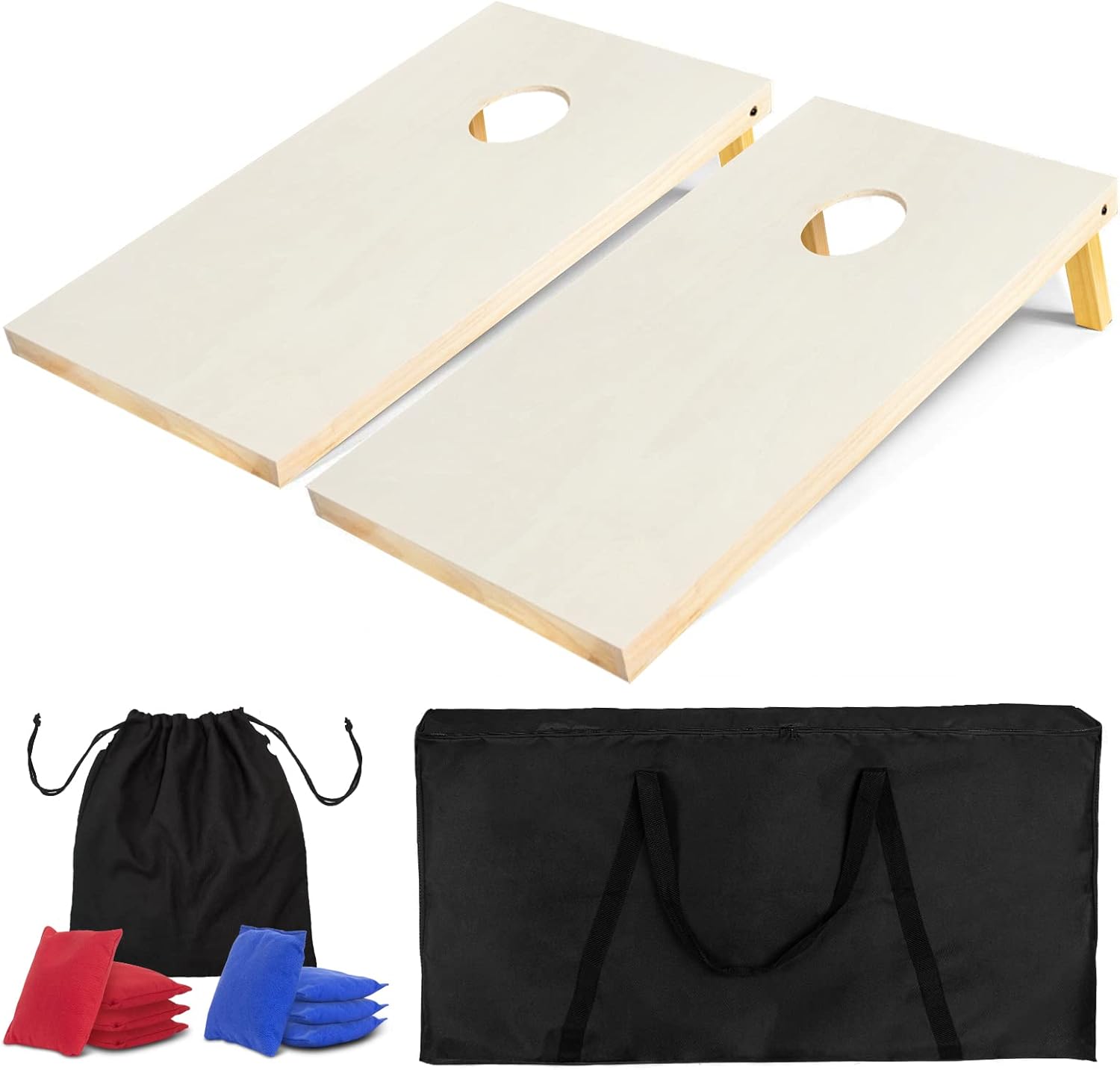 Nattork All-Wood Premium Cornhole Set - Includes 2 Regulation Size Cornhole Boards, 8 All-Weather Cornhole Bags, Travel Case, Cornhole Game Set for Indoor Outdoor Toss Games Competitions : Sports & Outdoors