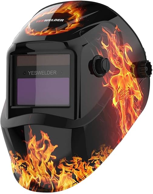 YESWELDER True Colour Welding Mask Auto Darkening Welding Helmet Solar Power, Wide Shade 4/9-13 Welder Mask Weld Hood for TIG MIG ARC