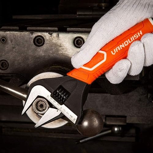 Miniatura 10 de Vanquish Llave ajustable de 8 pulgadas, llave de fontanería de apertura de mandíbula ancha de 1-12, acero CR-V, con escala SAE y métrica marcada,