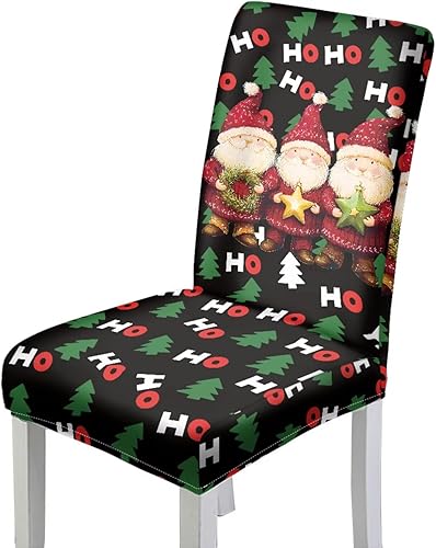 Miniatura 28 de Rnyleeg Juego de 4 fundas de silla de Navidad para sala de estar, sin brazos, copo de nieve, muñeco de nieve, fundas elásticas para sillas de Muñeco