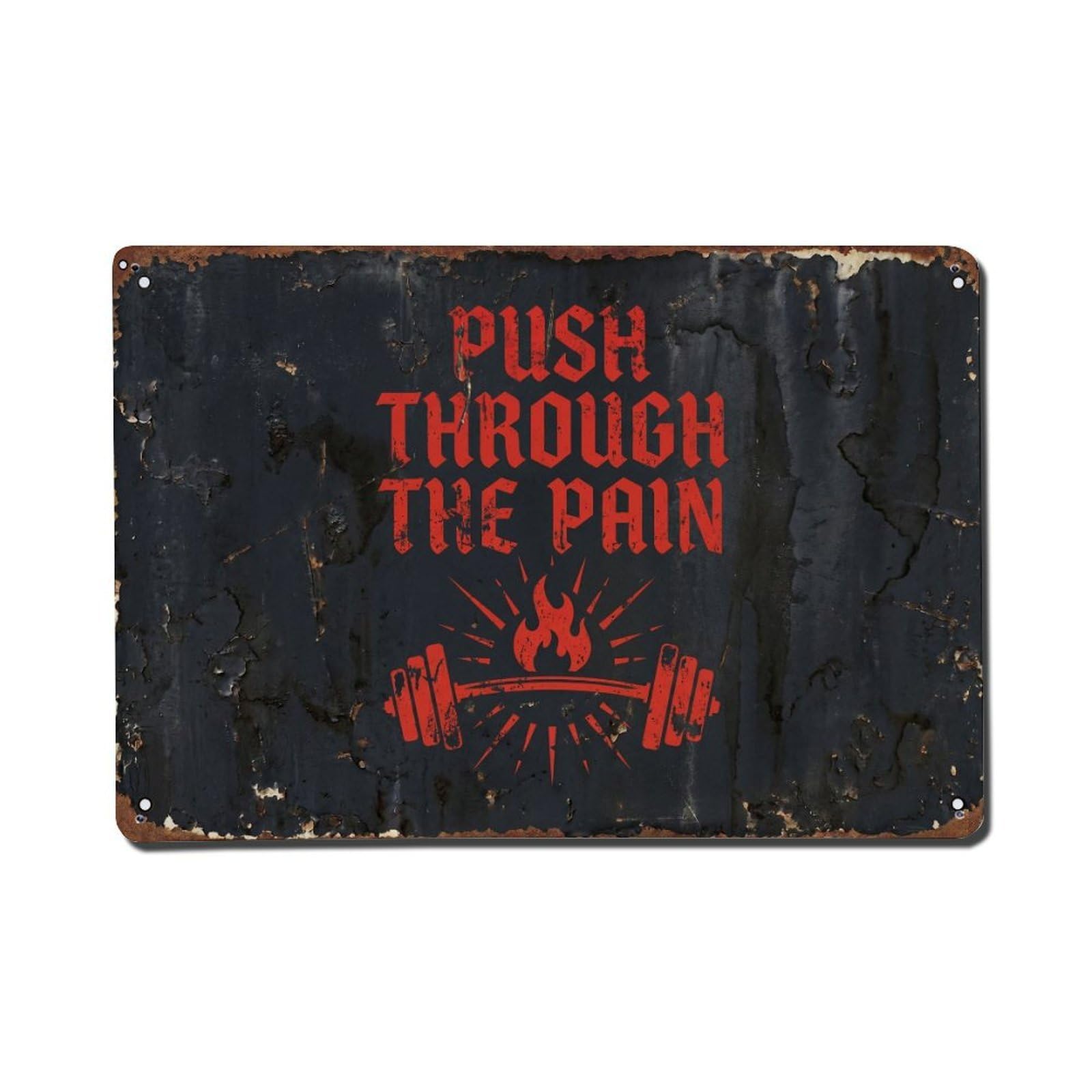Cmhok Vintage Style Push Through The Pain Gym Retro Motivational Slogans Metal Tin Sign Wall Decor For Cafe, Club, Garden Metal Poster 8X12inch
