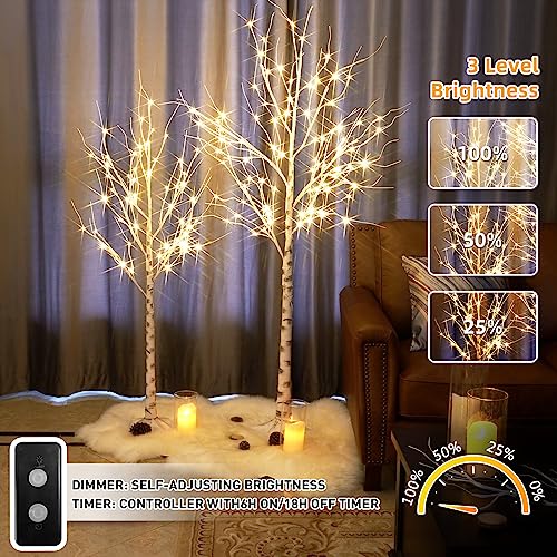 Pack Of 2, Eambrite 5Ft 6Ft White Birch Tree Set Christmas Tree Combo Kit Perfect For Home Decor Holiday Party Wedding #TOP1