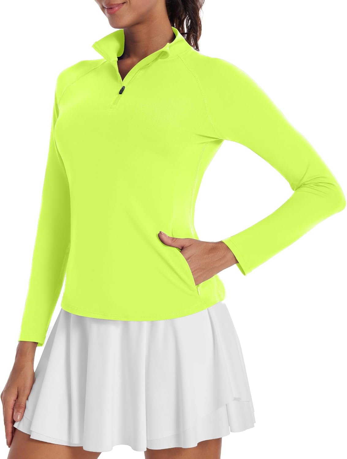 Runhit Women's Quarter Zip Pullover with Pockets Long Sleeve Golf Tennis Shirts UPF 50 Sun Protection Workout Athletic Tops