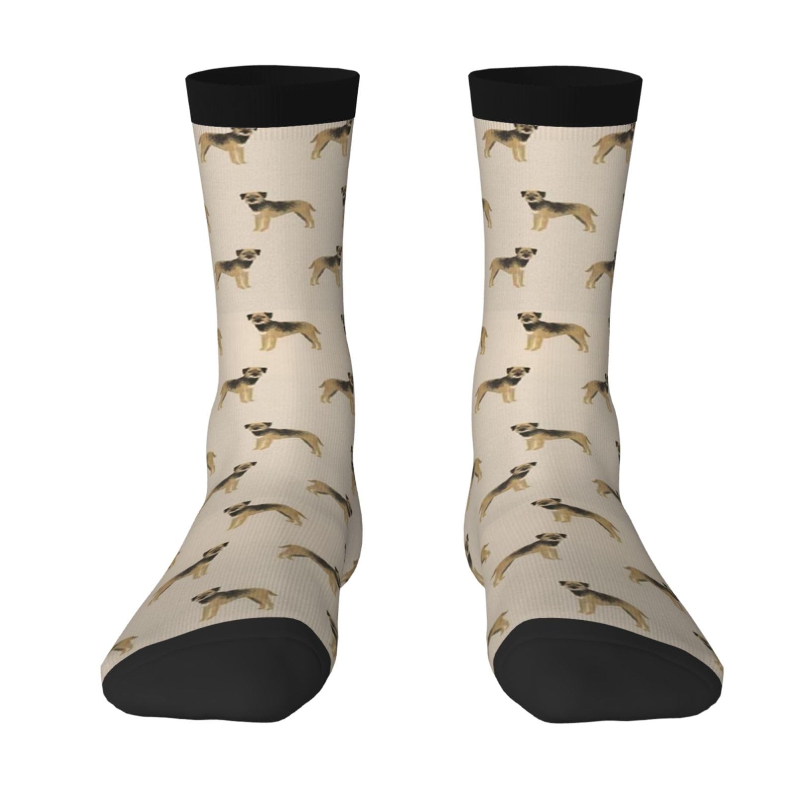 Zouey Moisture Protection Mid-Calf Socks, Casual Mid-Calf Socksprint Sockings Athletic Running Casual Sport Socks,Border Terrier Dog Dogs Border Terriers Tan