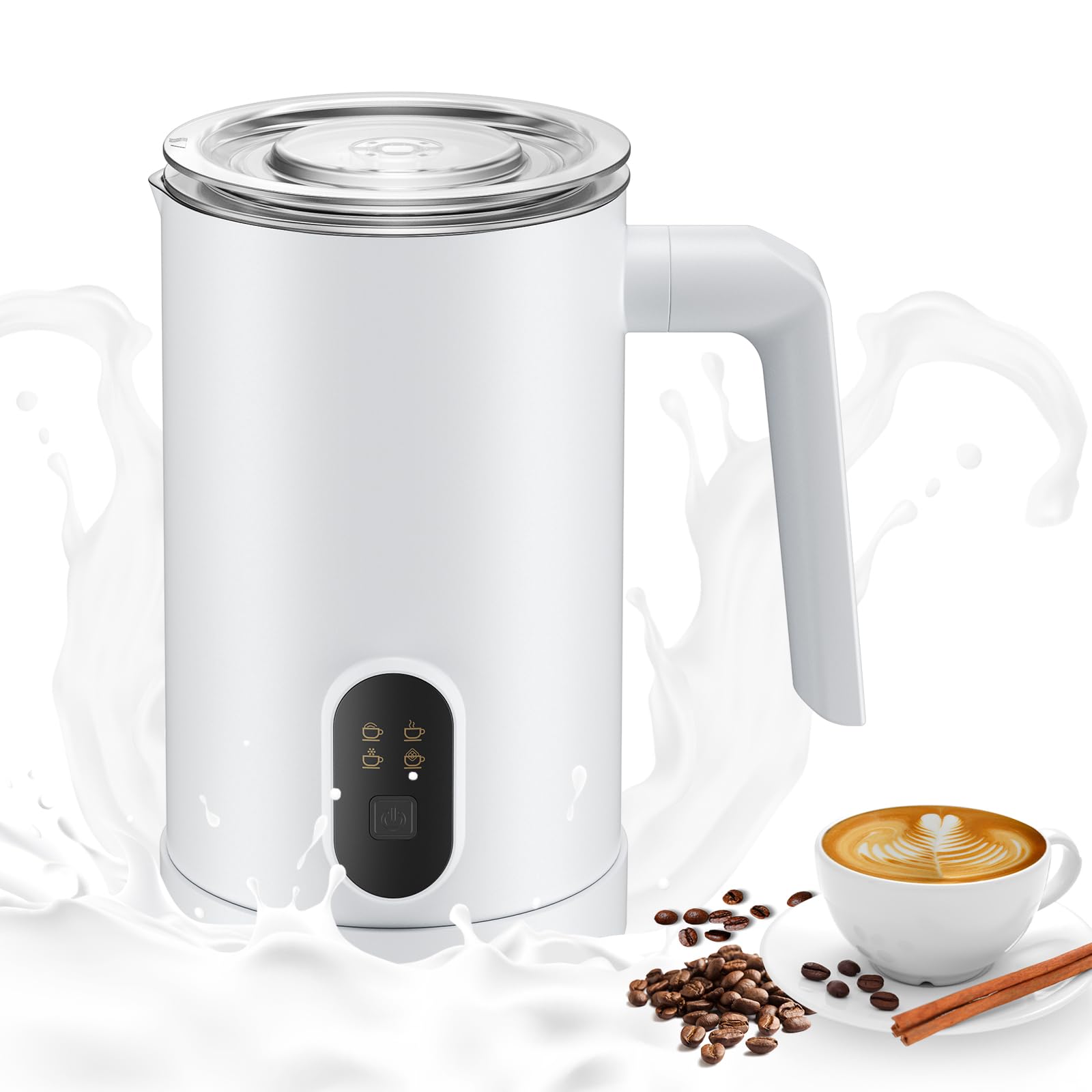 espumador de leche máquina automática de espuma 4 en 1 milk frother batidor de leche espuma electrico 350ML calienta leche para latte, capuchinos, macchiato...