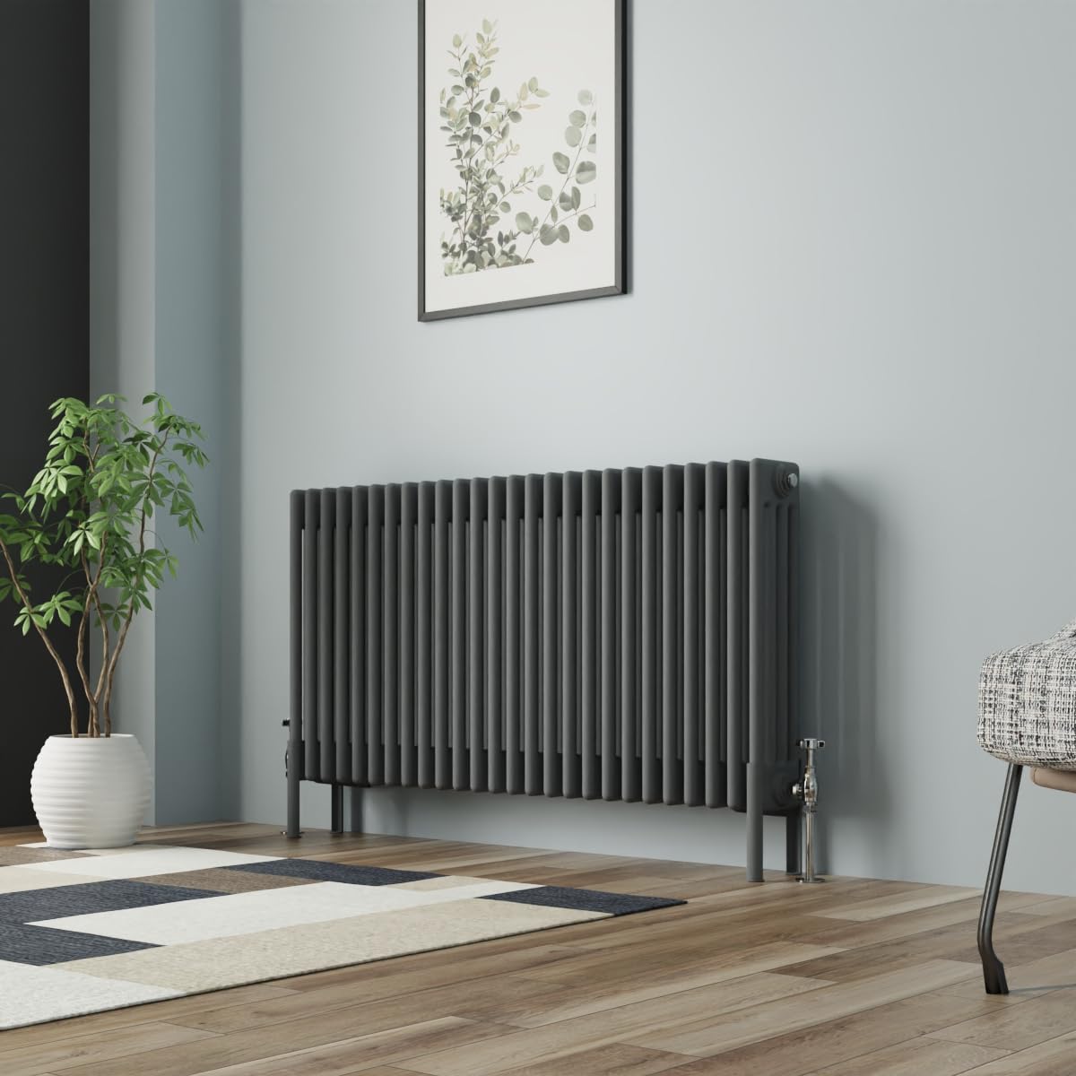 Nrg Anthracite Traditional Cast Iron Radiator Four Column 600X1190mm Interior Designer Bathroom Radiators