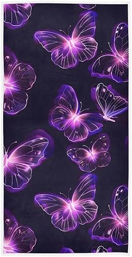 フェイスタオル 薄手 タオル 人気 おしゃれ 抗菌防臭 蝶々 バタフライ 紫 速乾 子供 こども ふわふわ 耐久性 装飾