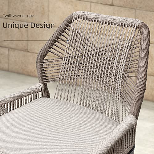 Purple Leaf Counter Height Bar Stools Set Of 4 Woven Aluminum Modern Barstools With Back And Arms For Patio Balcony Pool Accent Outdoor Kitchen Counter Stool Chairs #TOP7