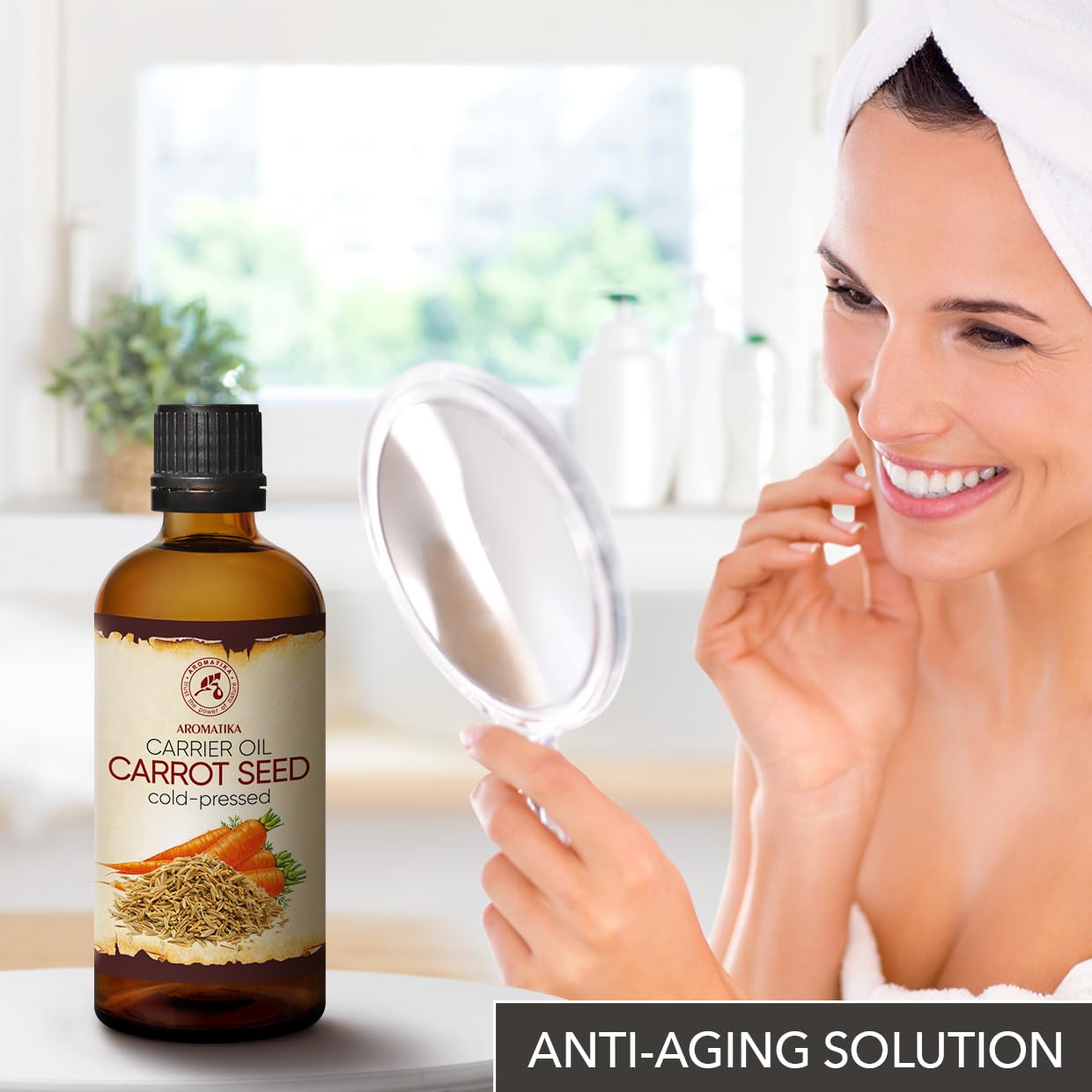 AROMATIKA Carrot Seed Carrier Oil 100 ml, Cold Pressed Pure Daucus Carota Base Oil, Natural Oil for Face Skin, Body - Image 4