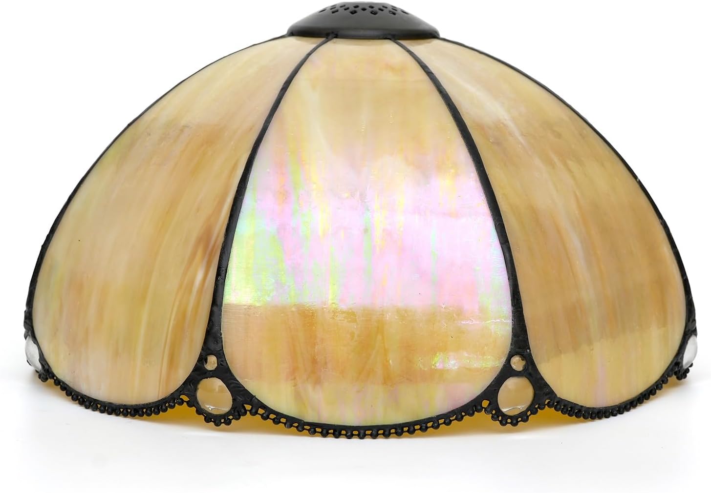Tiffany Style Lamp Shade, 12 Inch Simple Warm Stained Glass Lamp Shade Replacement Retro Lamp Cover Accessories Fit for Table Lamp Pendant Light Ceiling Light