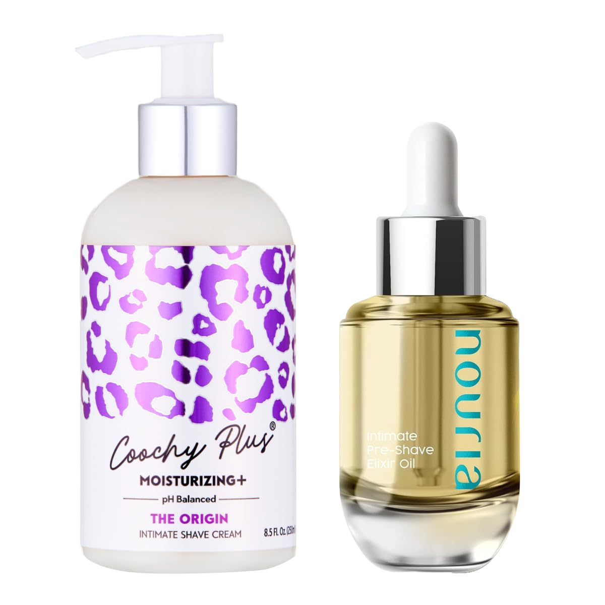 Coochy Plus Intimate Shave Cream + Pre-Shave Elixir Moisturizer Oil Kit – HydroLock & MOISTURIZING PLUS Continuous Hydration Reliefs Razor Burn Bump Ingrown Hair