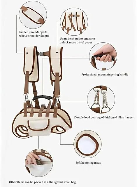 Foto 5 de 6 de Crossbody Pet Carrier, Adjustable, Portable, Hands-Free Pet Backpack with a Safety Leash Clip for Small