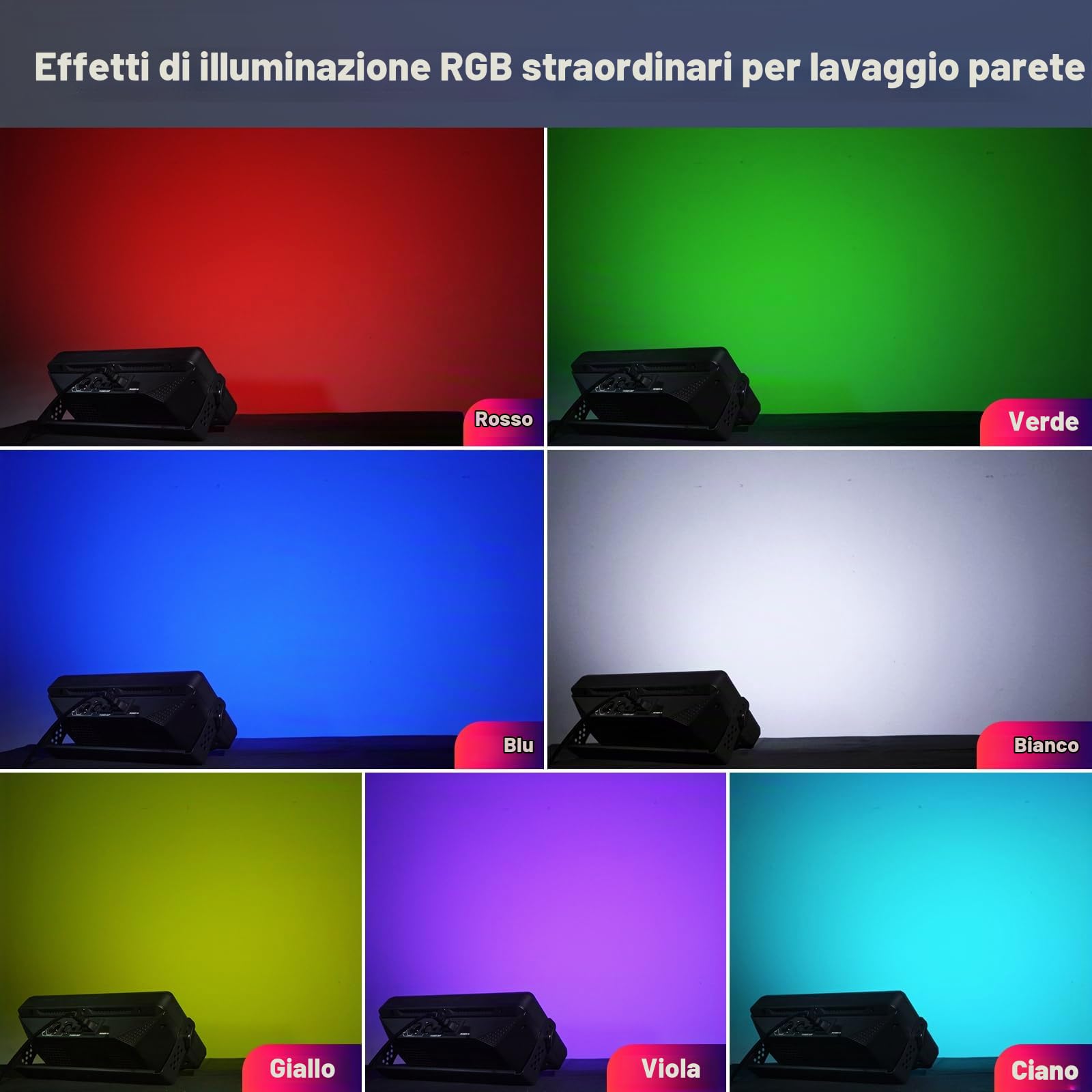 2PCS 120W LED Wallwasher Strobo Luce da Palco,Proiettore LED RGBW 4in1 Luci Discoteca con Telecomando,LED Stroboscopio Effetto Faretto Barra Luminosa per DJ Bar,Disco,Natale,Halloween,Feste,Matrimoni