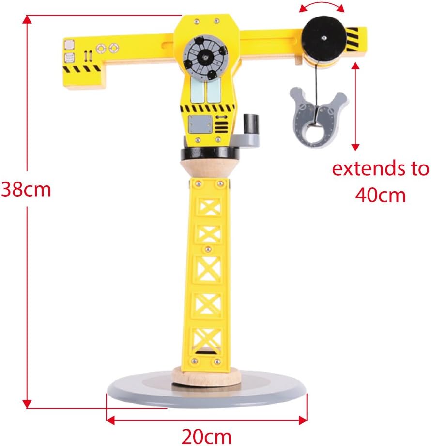 Best Cyber Deals 🔥 Bigjigs Rail Big Yellow Wooden Crane Construction Play Set with Vehicles & Accessories