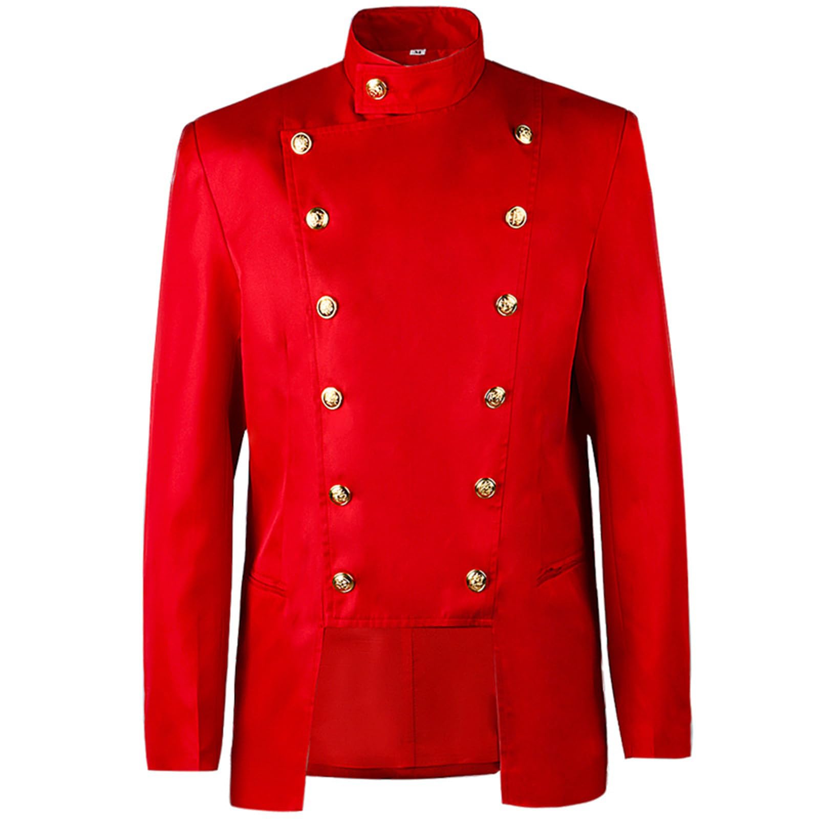 Mens Cosplay Jacket Gothic Outerwear Medieval Tailcoat Solid Color Coat Stand Collar Long Sleeve Costume Jackets