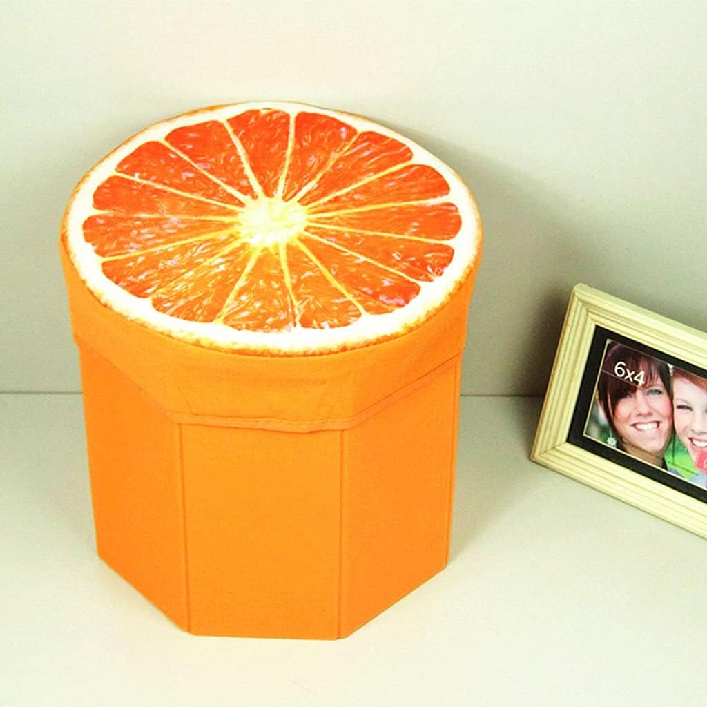 Generic Folding Storage Organizer Stool Cute 3D Creative Fruit Toy Storage Box Footstool (Color : Stump)
