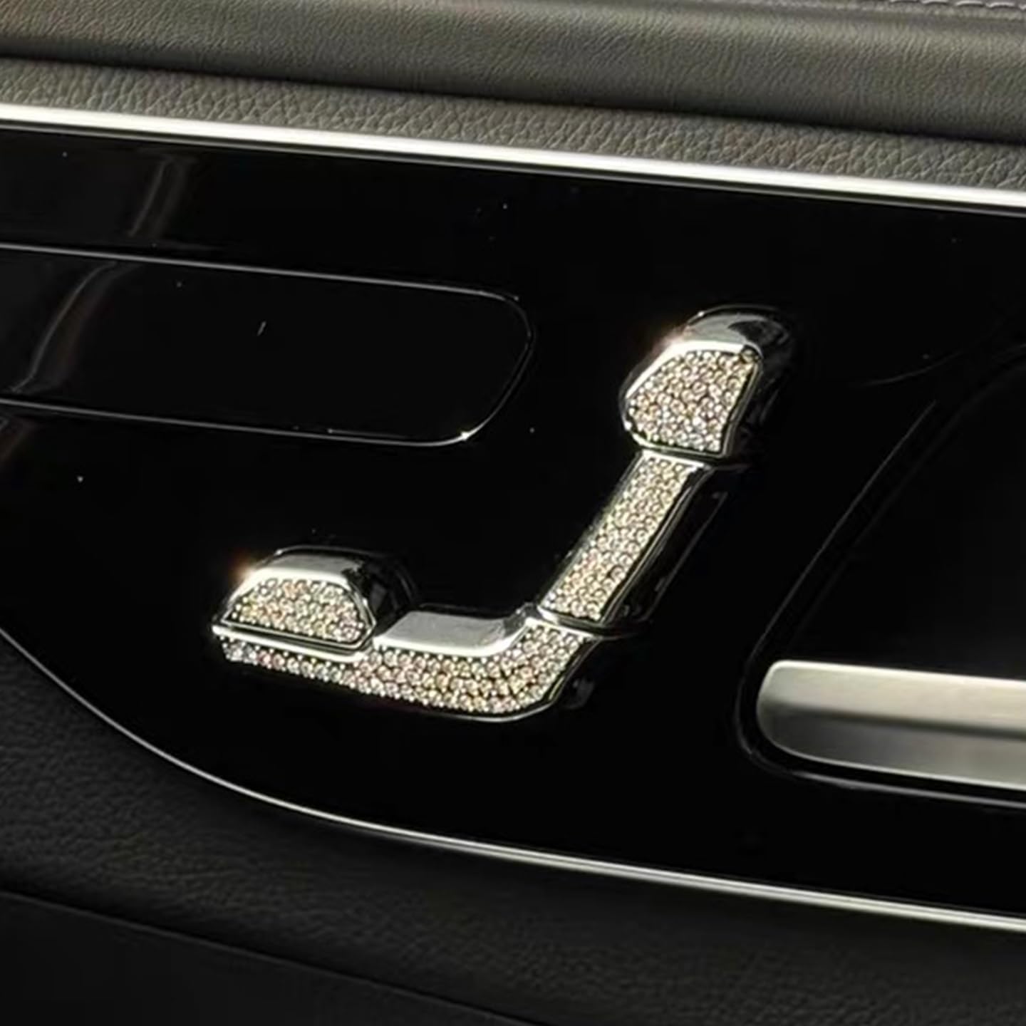 New C-Class W206 GLC X254 Car Interior Crystal Decor -Zinc Alloy with Hand-Inlaid Czech Preciosa Crystals,Luxury Ambience Upgrade Accessories (Seat Adjustment Trim)