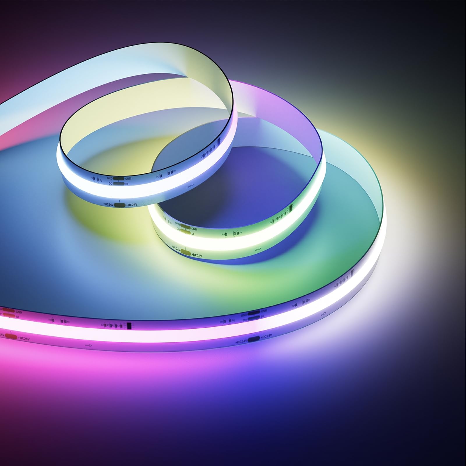 OULARA RGB COB ledstrip, 10 m, 24 V, dimbaar