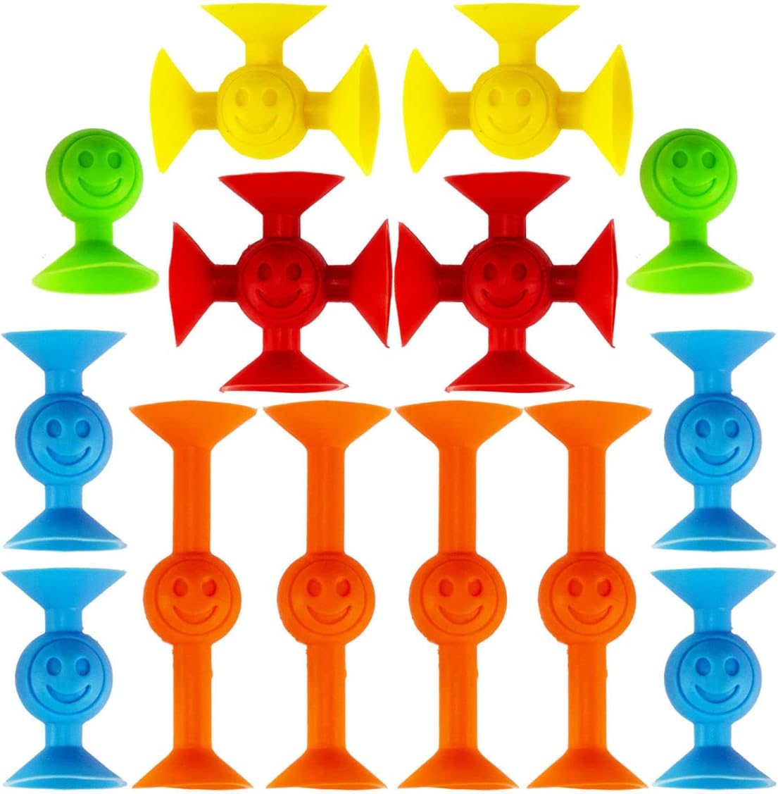 JA-RU Mini Suction Stackers (1 Pack, 14 Pieces Each) – Colorful Suction Cup Toys for Kids Ages 4-8 & Up | Suction Bath Toys | Stress Relief Fidget Toy & Sensory Bin Filler. 4896-1