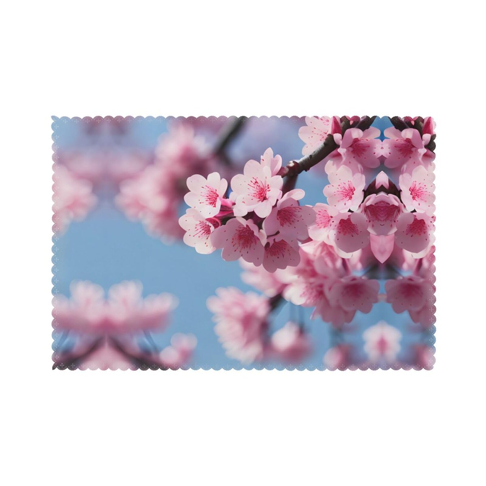 Cherry Blossoms Christmas Placemats Set of 6,Washable Table Mats