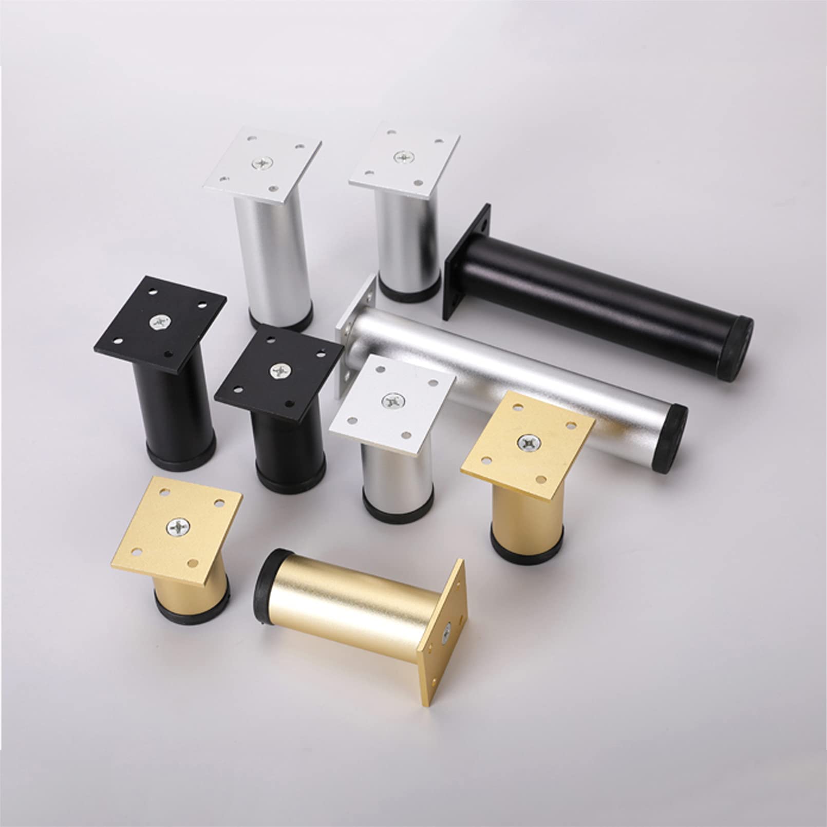 4 Piezas Pies Ajustables,Pies de Gabinete,DIY Patas de Muebles de Metal,Piernas de Mesa de ?Aleación de ?Aluminio,Altura Regulable 1-8 mm,con Tornillos de Acero Inoxidable (30cm,plateado)