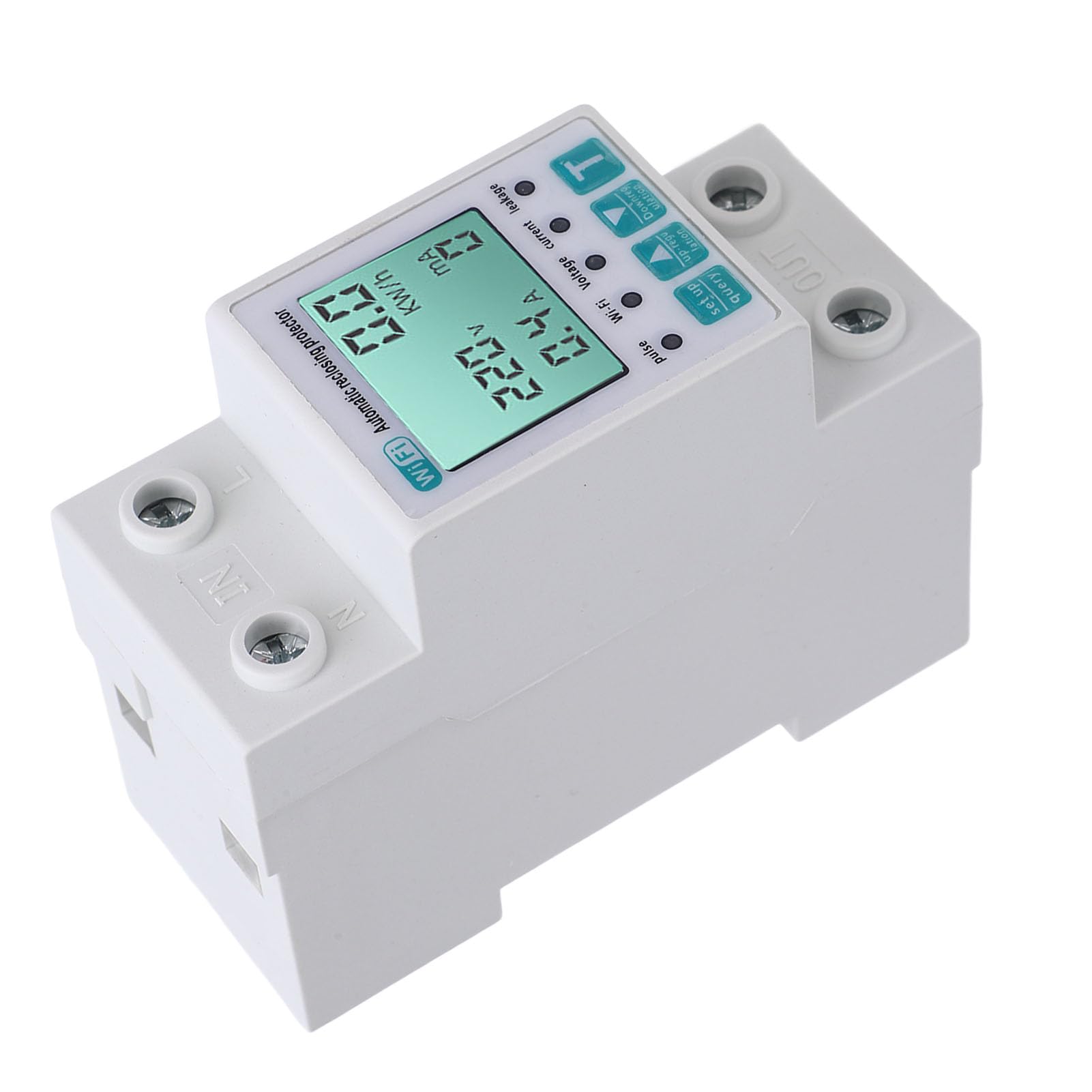 Hidyliu Misuratore di Energia Intelligente WiFi Monitor del Consumo di Energia con Telecomando per Uso Domestico Materiale ABS Ampio Schermo LCD