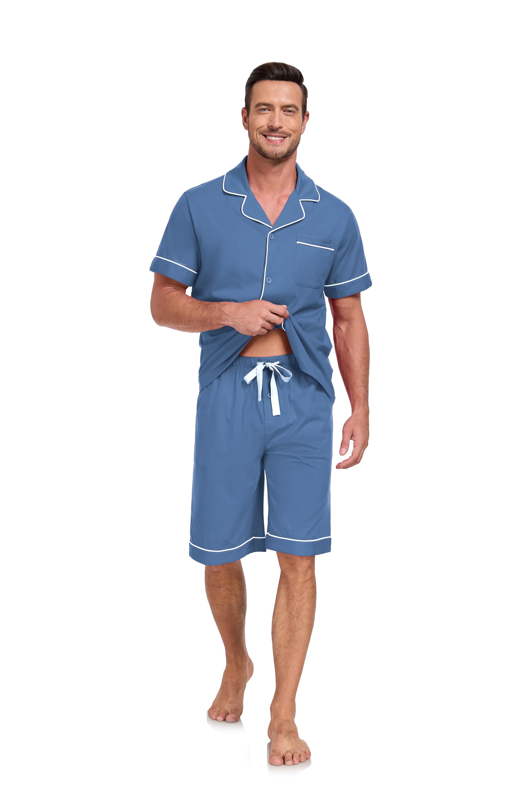 EA'S SECRET Herren-Pyjama-Set aus 100% Baumwolle, kurzärmeli