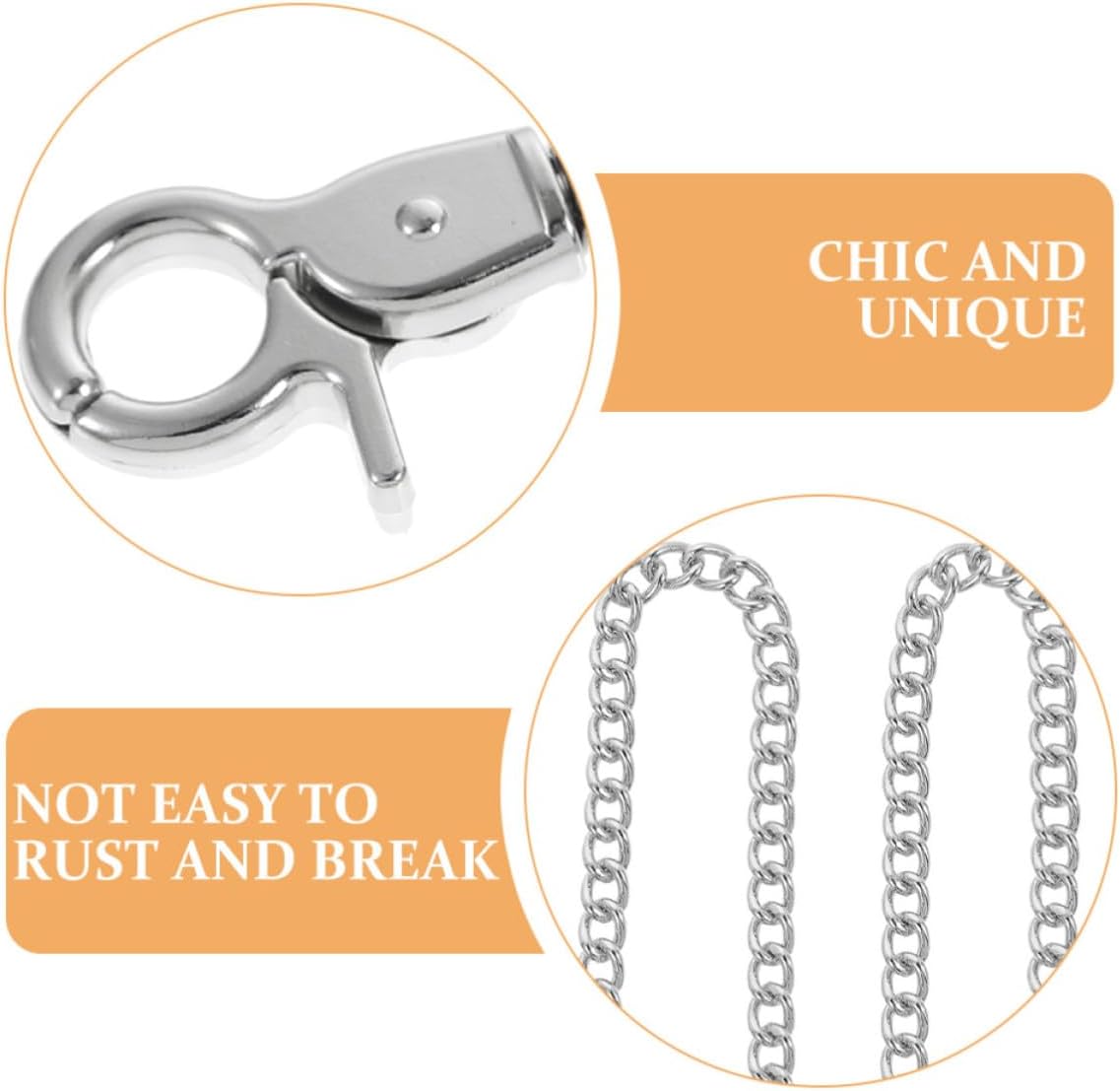 3pcs Stainless Steel Pocket Watch Chain Decorative Wallet Chain