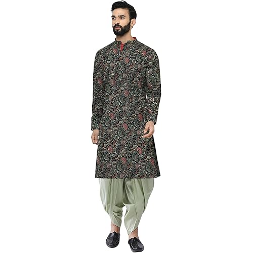 KISAH Men's Kurta Dhoti Set - Traditional Indian Ethnic Wear for Men - Ideal for Weddings, Festivals & Celebrations